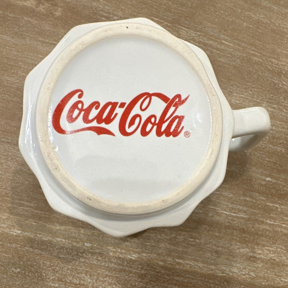 Coca-Cola White Ceramic Coffee Mug Cup w/ Red Logo Soda Theme